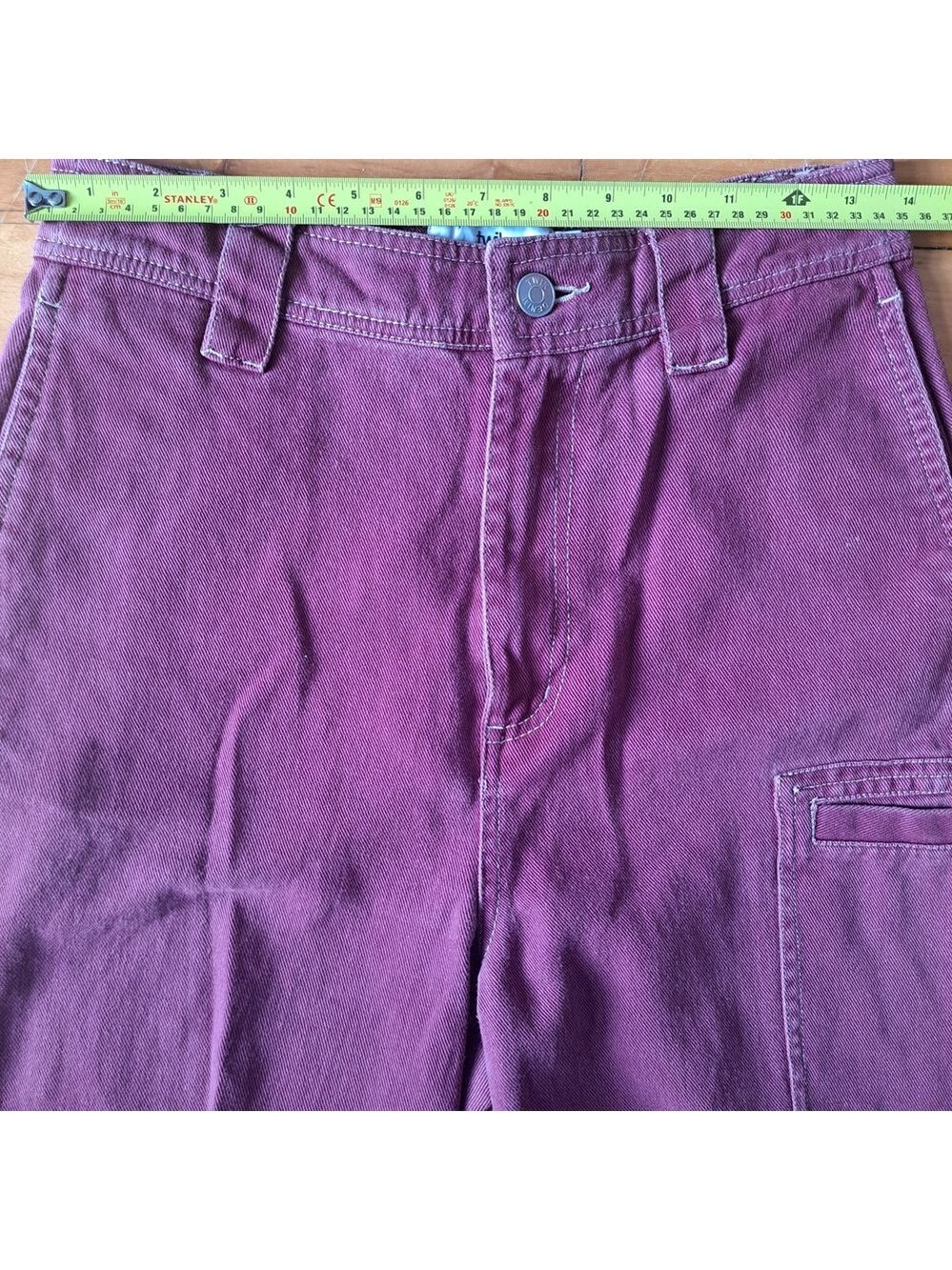 Twik Organic Cotton Cargo Pants | Burgundy | High Waist | Petite Small - Picture 3 of 10